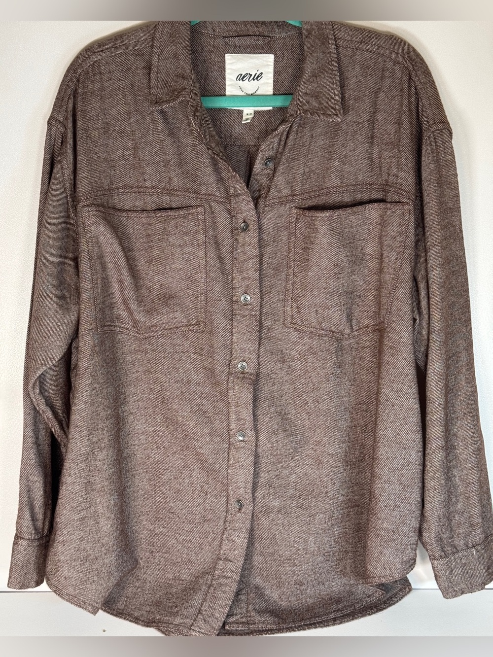 Aerie LumberJane Shirt Women’s Medium Brown Waffle Oversized Button Up Shacket